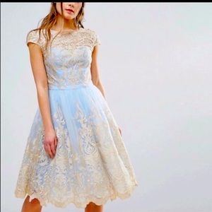 Chi Chi London Cinderella Blue & Gold Dress